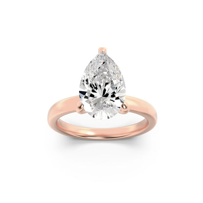 1CTW Pear Shaped Lab Grown Diamond (F/VS) Hidden Halo Plain Shank Engagement Ring in 14K Gold