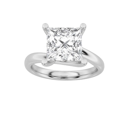1CTW Princess Shaped Lab Grown Diamond (F/VS) Bypass Shank Engagement Ring in 14K Gold