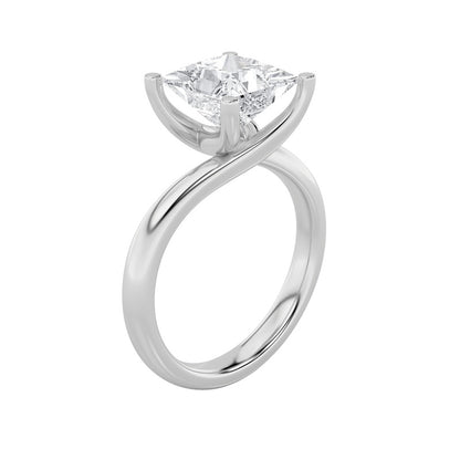 1CTW Princess Shaped Lab Grown Diamond (F/VS) Bypass Shank Engagement Ring in 14K Gold