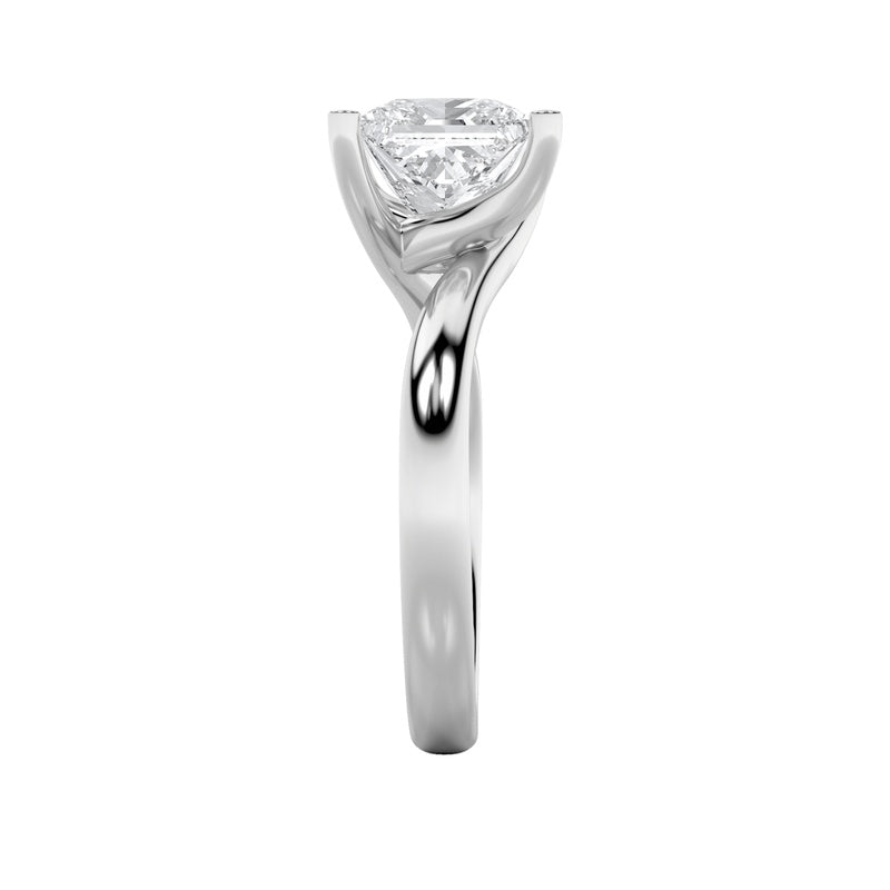 1CTW Princess Shaped Lab Grown Diamond (F/VS) Bypass Shank Engagement Ring in 14K Gold