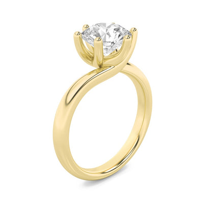 2CTW Round Shaped Lab Grown Diamond (F/VS) Bypass Shank Engagement Ring in 14K Gold