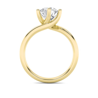 2CTW Round Shaped Lab Grown Diamond (F/VS) Bypass Shank Engagement Ring in 14K Gold