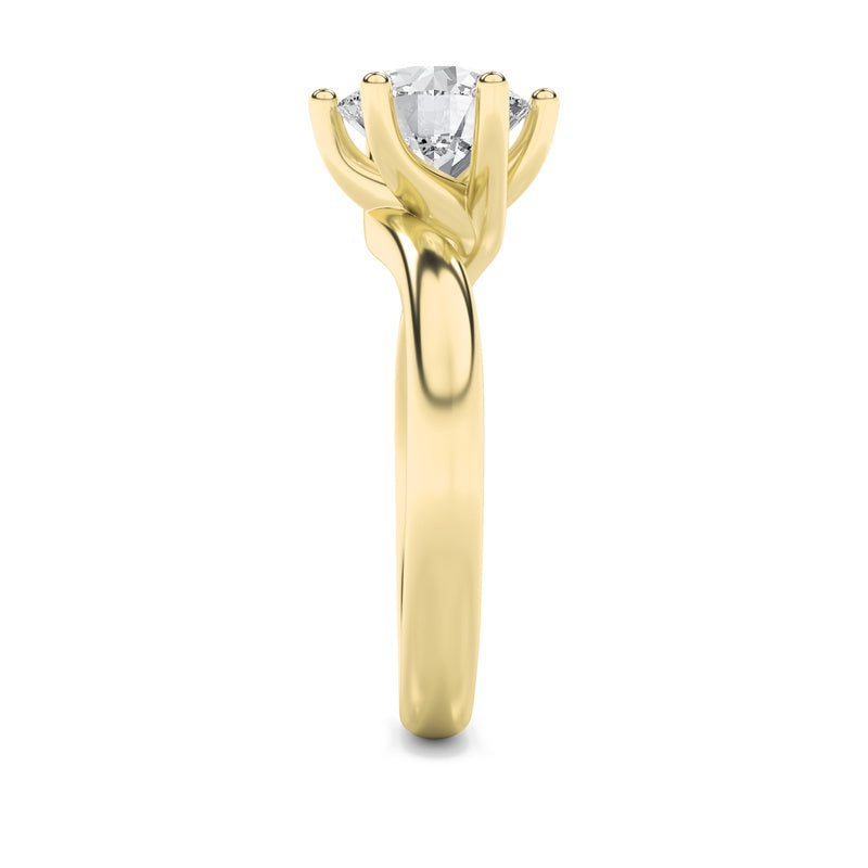 2CTW Round Shaped Lab Grown Diamond (F/VS) Bypass Shank Engagement Ring in 14K Gold