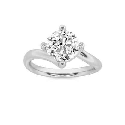 1CTW Round Shaped Lab Grown Diamond (F/VS) Bypass Shank Engagement Ring in 14K Gold