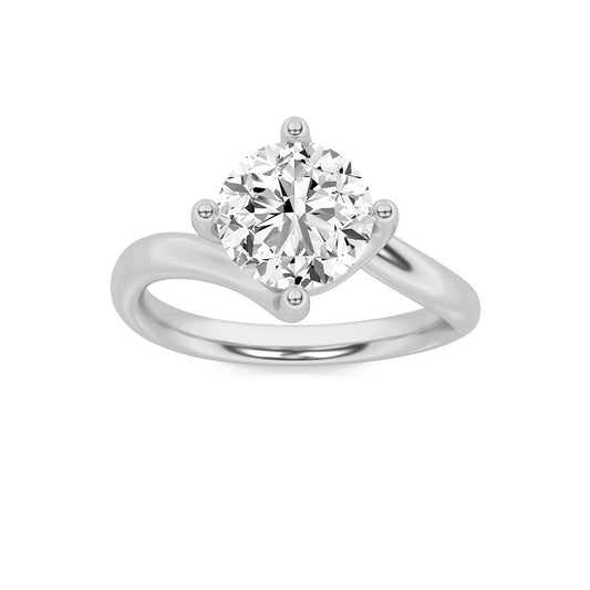 1CTW Round Shaped Lab Grown Diamond (F/VS) Bypass Shank Engagement Ring in 14K Gold
