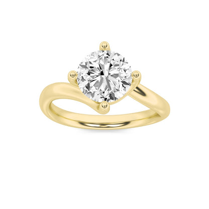 2CTW Round Shaped Lab Grown Diamond (F/VS) Bypass Shank Engagement Ring in 14K Gold