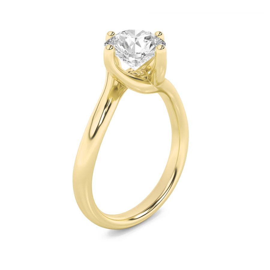 2CTW Round Shaped Lab Grown Diamond (F/VS) Bypass Shank Engagement Ring in 14K Gold