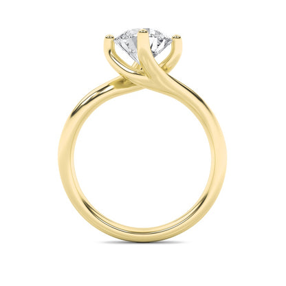 2CTW Round Shaped Lab Grown Diamond (F/VS) Bypass Shank Engagement Ring in 14K Gold