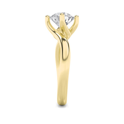 2CTW Round Shaped Lab Grown Diamond (F/VS) Bypass Shank Engagement Ring in 14K Gold