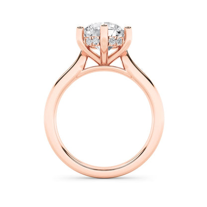 2CTW Round Shaped Lab Grown Diamond (F/VS) Hidden Halo Cathedral Shank Engagement Ring in 14K Gold