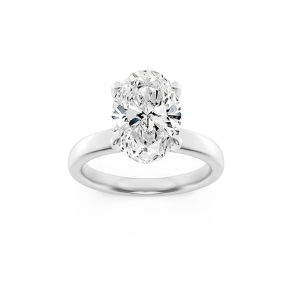 2CTW Oval Shaped Lab Grown Diamond (F/VS) Hidden Halo Petite Shank Ring in 14K Gold