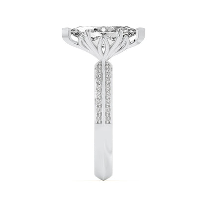 2CTW Marquise Shaped Lab Grown Diamond (F/VS) Micro Pave Knife Edge Accent Ring in 14K Gold