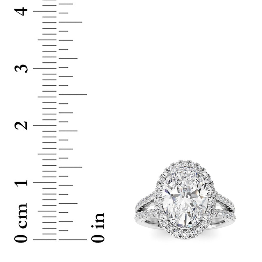 3CTW Oval Shaped Lab Grown Diamond (F/VS) Split shank Accented Ring in 14K Gold