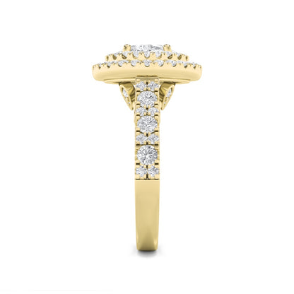 2CTW Oval Shaped Lab Grown Diamond (F/VS) Double Halo Engagement Ring in 14K Gold