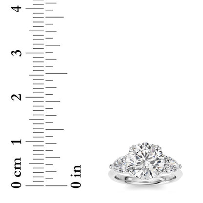 3CTW Round Shaped Lab Grown Diamond (F/VS) Three Stone Hidden Halo Ring in 14K Gold