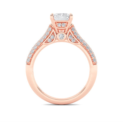 1.5CTW Emerald Shaped Lab Grown Diamond (F/VS) Hidden Halo Accented Engagement Ring in 14K Gold