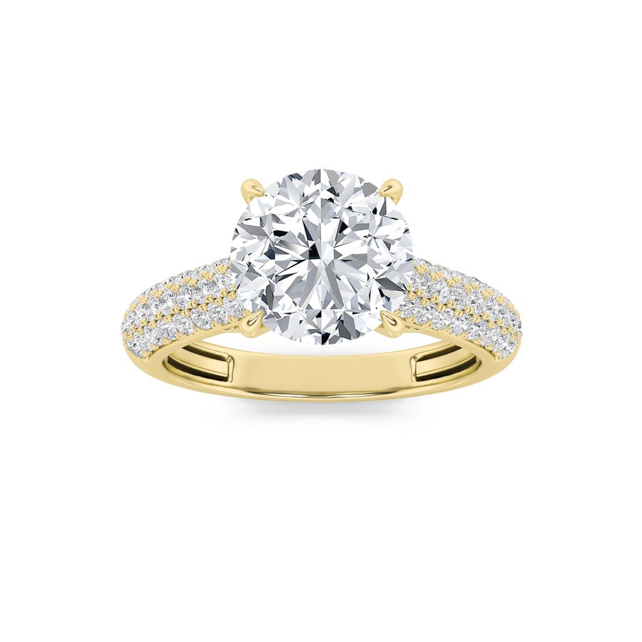 1.5CTW Round Shaped Lab Grown Diamond (F/VS) Hidden Halo Accented Engagement Ring in 14K Gold