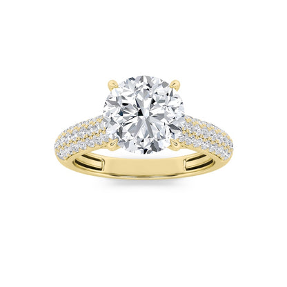 1.5CTW Round Shaped Lab Grown Diamond (F/VS) Hidden Halo Accented Engagement Ring in 14K Gold