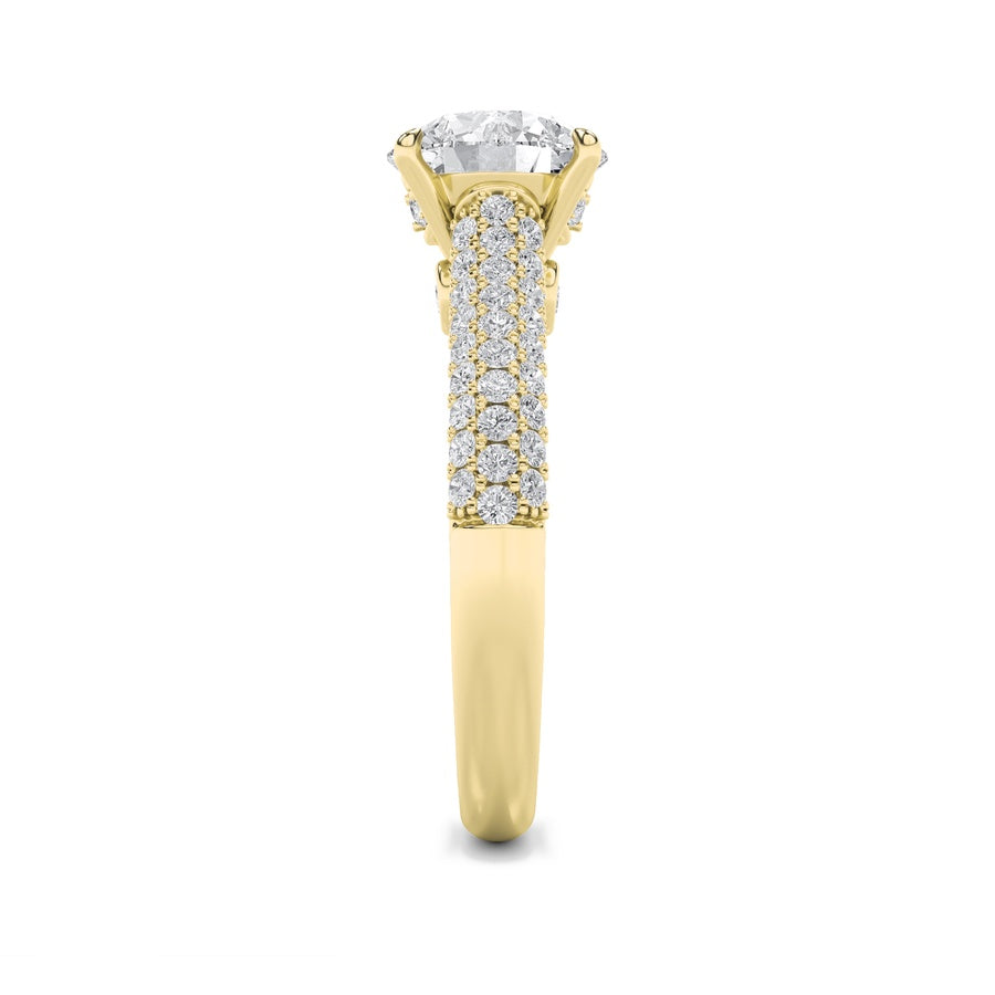 1.5CTW Round Shaped Lab Grown Diamond (F/VS) Hidden Halo Accented Engagement Ring in 14K Gold