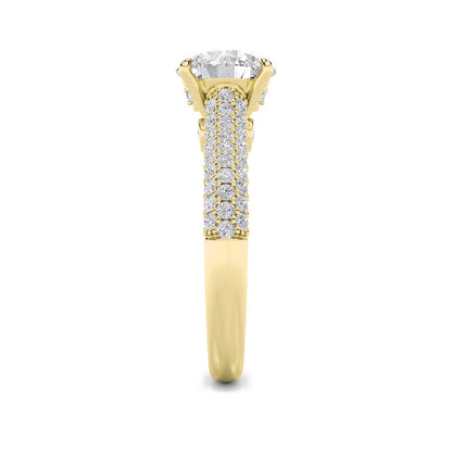 1.5CTW Round Shaped Lab Grown Diamond (F/VS) Hidden Halo Accented Engagement Ring in 14K Gold
