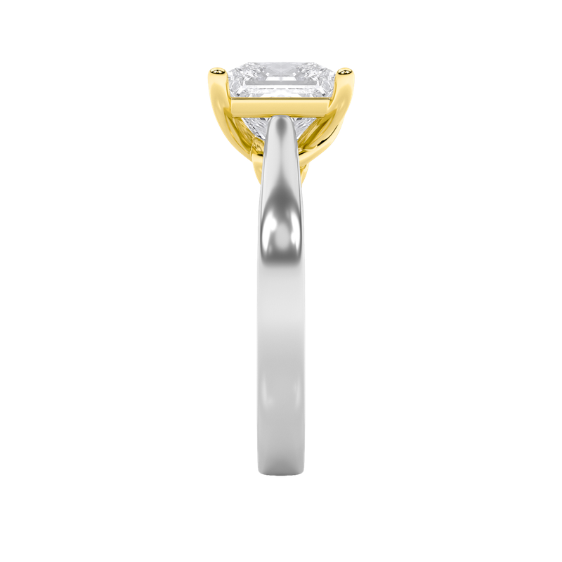 3CTW Princess Shaped Lab Grown Diamond (F/VS) Two Tone Twisted Basket Cathedral Shank Solitaire Ring in 14K Gold