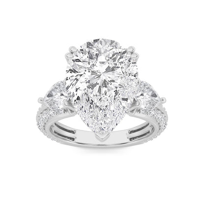 6.75CTW Pear Shaped Lab Grown Diamond (F/VS) Bold Statement Accented Ring in 14K Gold