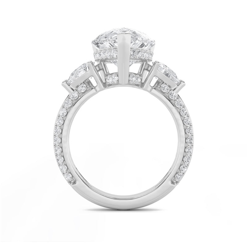 6.75CTW Pear Shaped Lab Grown Diamond (F/VS) Bold Statement Accented Ring in 14K Gold