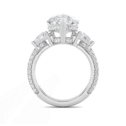 6.75CTW Pear Shaped Lab Grown Diamond (F/VS) Bold Statement Accented Ring in 14K Gold