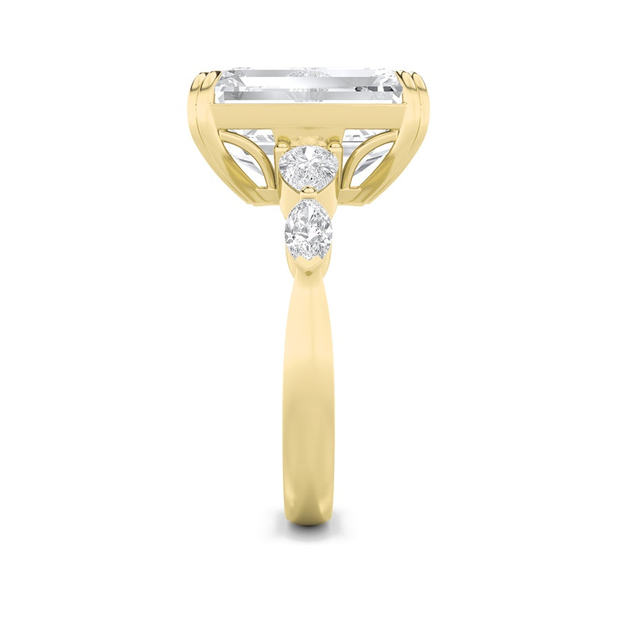 8.5CTW Emerald Shaped Lab Grown Diamond (F/VS) Bold Statement Accented Ring in 14K Gold