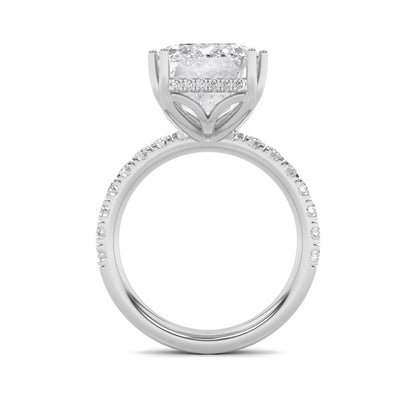 10.25CTW Emerald Shaped Lab Grown Diamond (G/VS) Bold Statement Accented Ring in 14K Gold