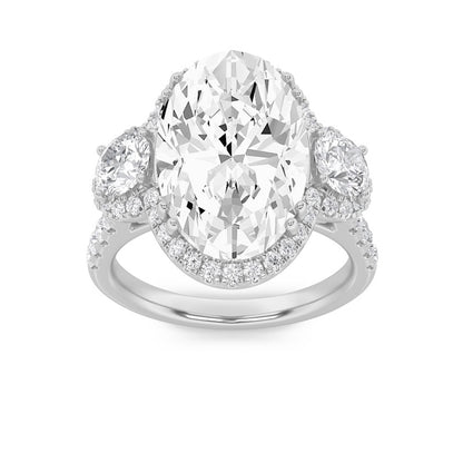 7.5CTW Oval Shaped Lab Grown Diamond (F/VS) Bold Statement Accented Ring in 14K Gold