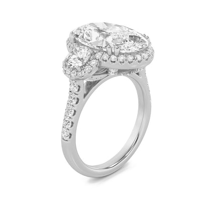7.5CTW Oval Shaped Lab Grown Diamond (F/VS) Bold Statement Accented Ring in 14K Gold