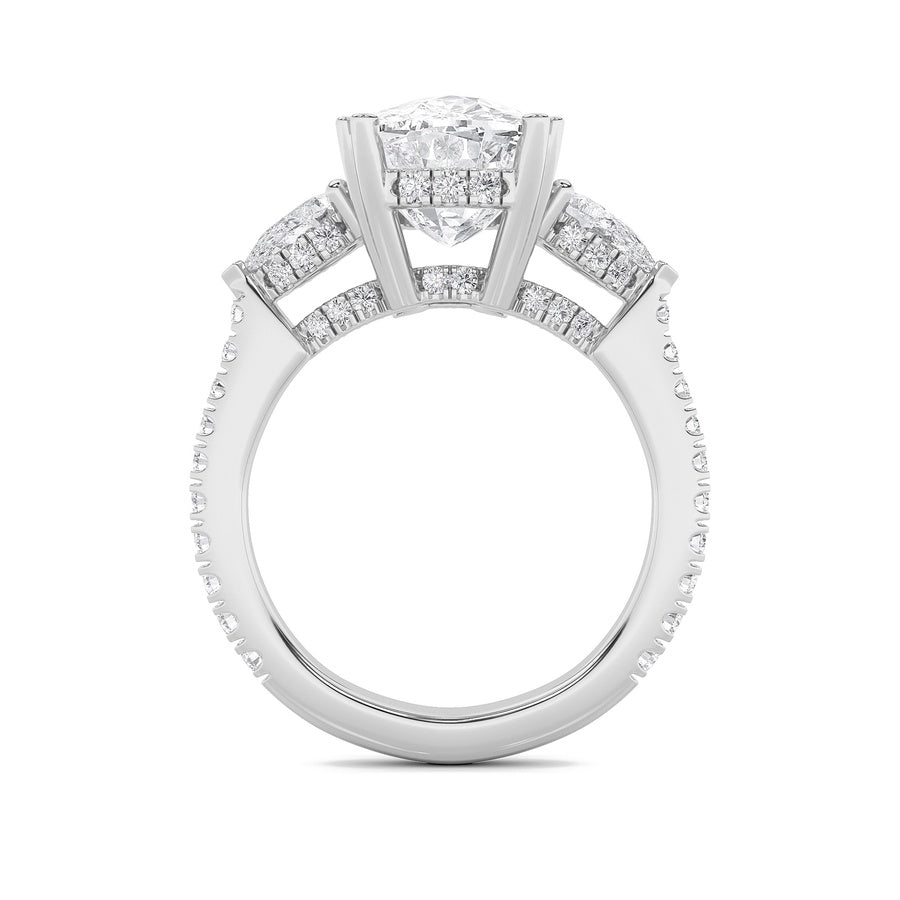 6.5CTW Elongated Cushion Shaped Lab Grown Diamond (F/VS) Bold Accented Engagement Ring in 14K Gold