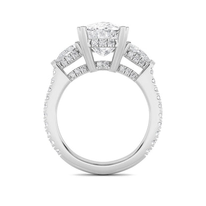 6.5CTW Elongated Cushion Shaped Lab Grown Diamond (F/VS) Bold Accented Engagement Ring in 14K Gold