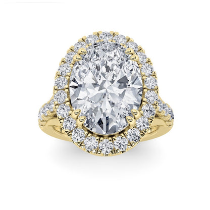 6CTW Oval Shaped Lab Grown Diamond (G/VS) Bold Accented Engagement Ring in 14K Gold