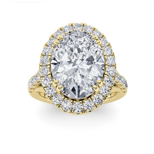 6CTW Oval Shaped Lab Grown Diamond (G/VS) Bold Accented Engagement Ring in 14K Gold