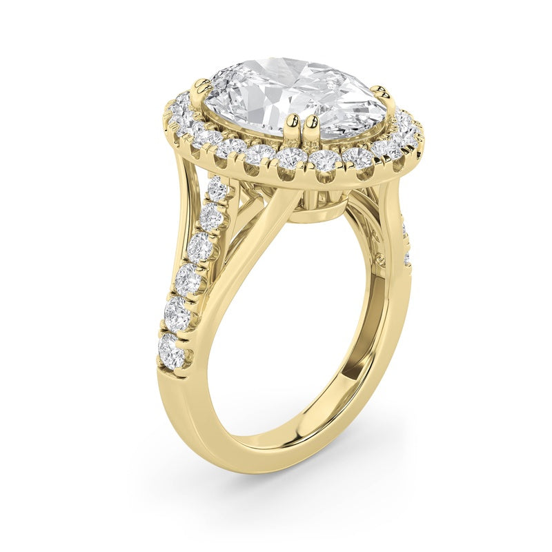 6CTW Oval Shaped Lab Grown Diamond (G/VS) Bold Accented Engagement Ring in 14K Gold