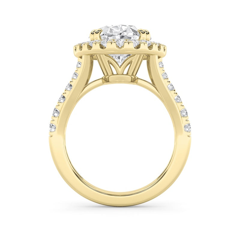 6CTW Oval Shaped Lab Grown Diamond (G/VS) Bold Accented Engagement Ring in 14K Gold
