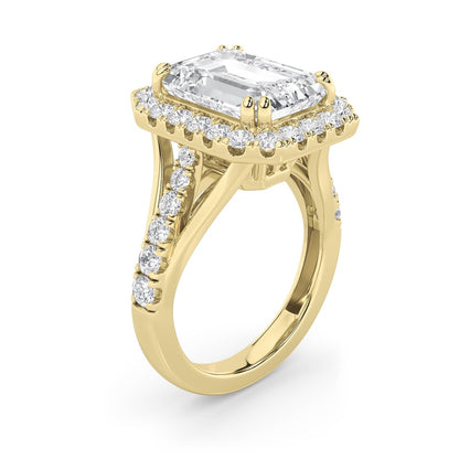 6CTW Radiant Shaped Lab Grown Diamond (G/VS) Bold Accented Engagement Ring in 14K Gold