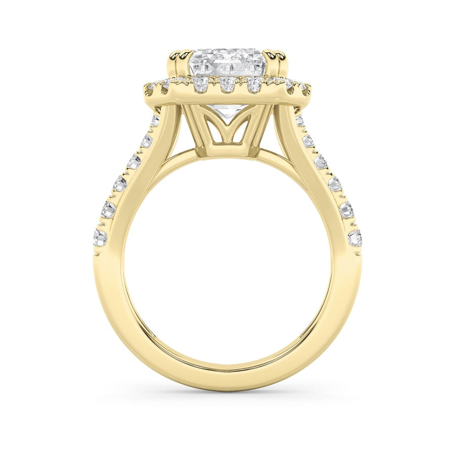 6CTW Radiant Shaped Lab Grown Diamond (G/VS) Bold Accented Engagement Ring in 14K Gold