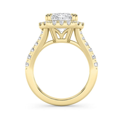 6CTW Radiant Shaped Lab Grown Diamond (G/VS) Bold Accented Engagement Ring in 14K Gold