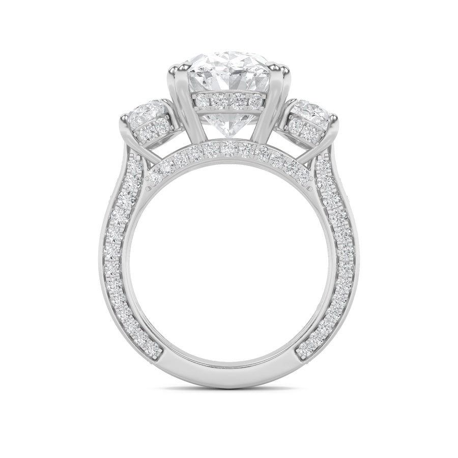 9CTW Oval Shaped Lab Grown Diamond (F/VS) Bold Statement Accented Ring in 14K Gold