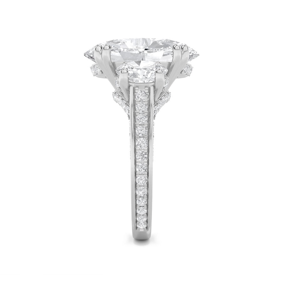 9CTW Oval Shaped Lab Grown Diamond (F/VS) Bold Statement Accented Ring in 14K Gold