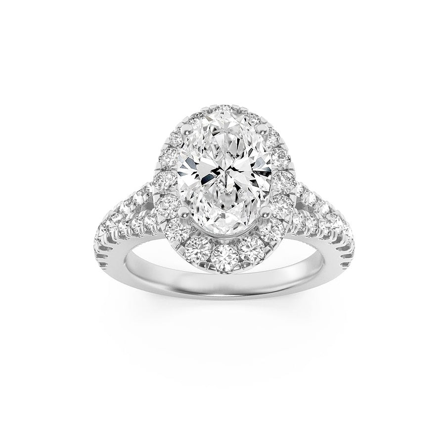 2.5CTW Oval Shaped Lab Grown Diamond (F/VS) Engagement Ring in 14K Gold
