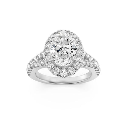 2.5CTW Oval Shaped Lab Grown Diamond (F/VS) Engagement Ring in 14K Gold