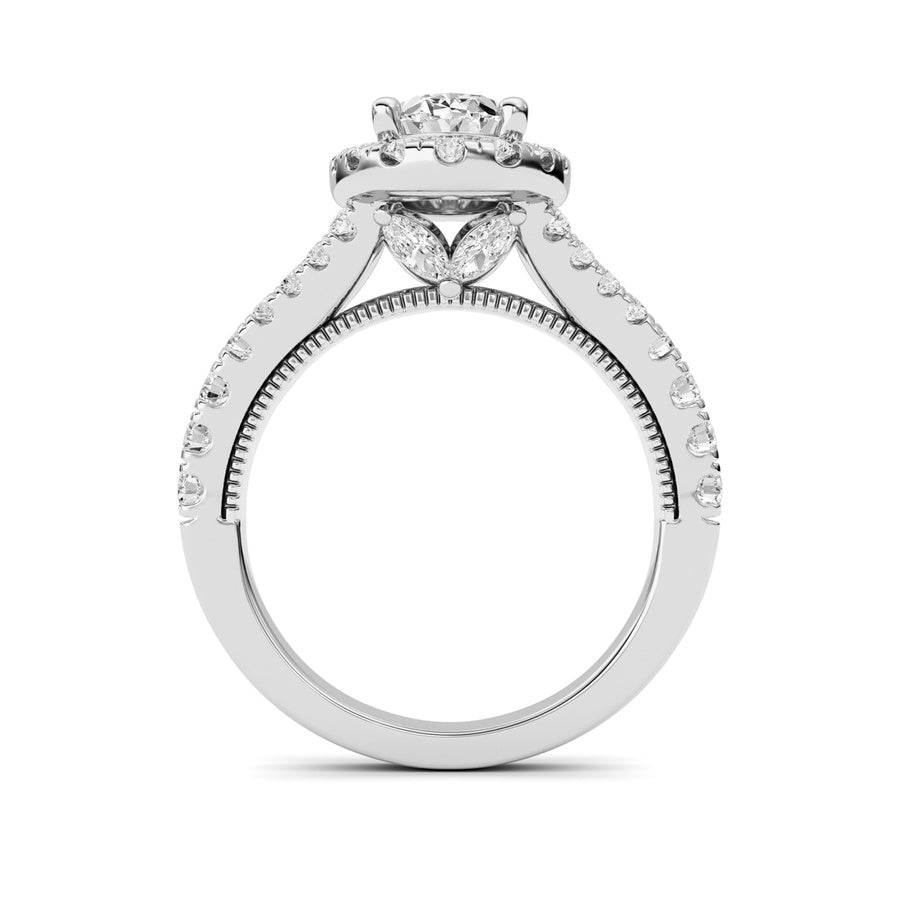 2.5CTW Oval Shaped Lab Grown Diamond (F/VS) Engagement Ring in 14K Gold