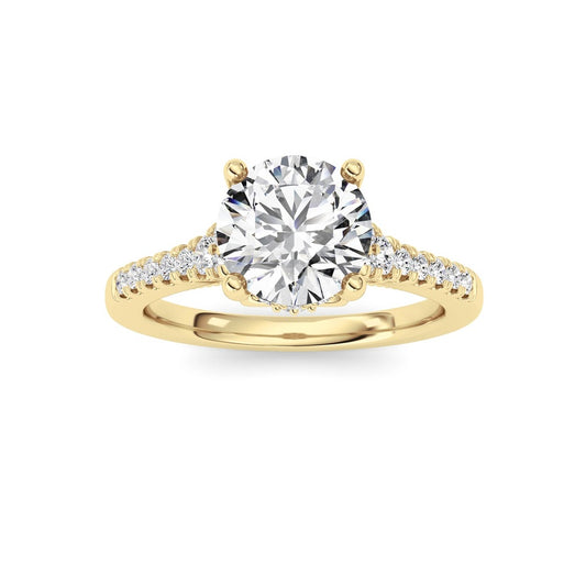 1.5CTW Round Shaped Lab Grown Diamond (F/VS) Accented Two Tone Engagement Ring in 14K Gold