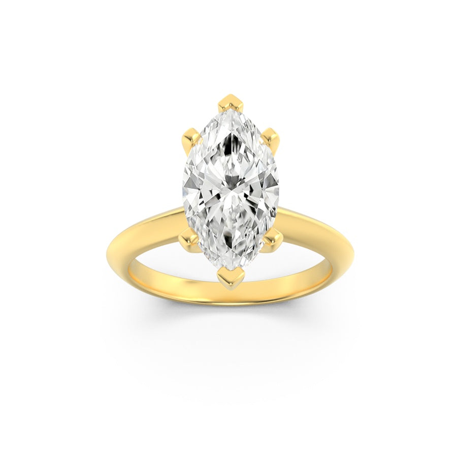 2Cttw Marquise Shaped Lab Grown Diamond (G/VS) Knife Edge Shank Solitaire Engagement Ring in 14K Gold