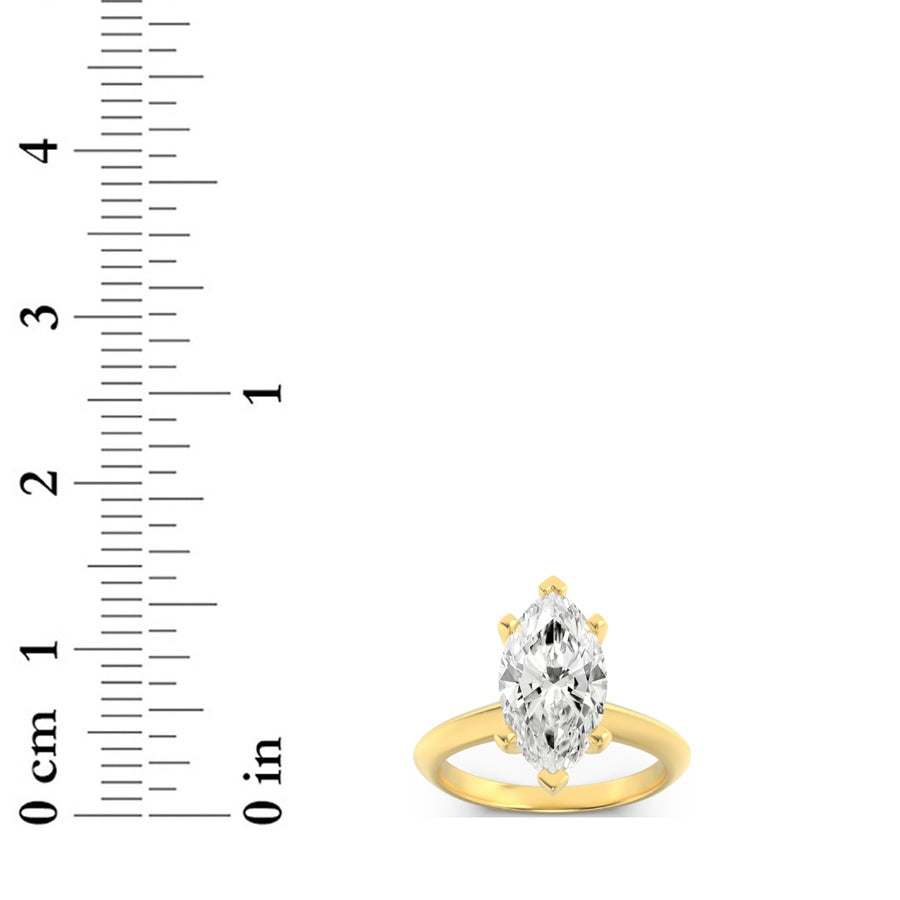 2Cttw Marquise Shaped Lab Grown Diamond (G/VS) Knife Edge Shank Solitaire Engagement Ring in 14K Gold