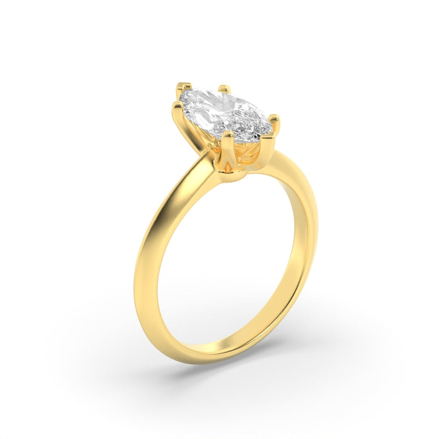3CTW Marquise Shaped Lab Grown Diamond (F/VS) Knife Edge Shank Solitaire Engagement Ring in 14K Gold